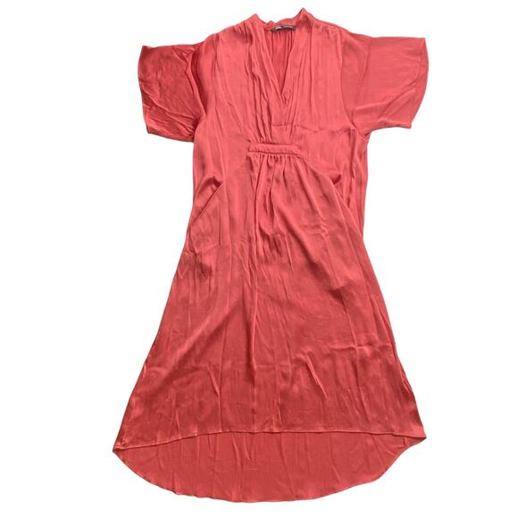 Zara Women's Pink Oversized Silky Flowy Midi Dress Size Small - Picture 10 of 11